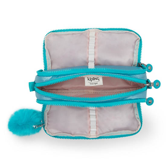 Kipling Gitroy Metallic Pencil Case Bags Natural Aqua Metallic | AU 1904KO